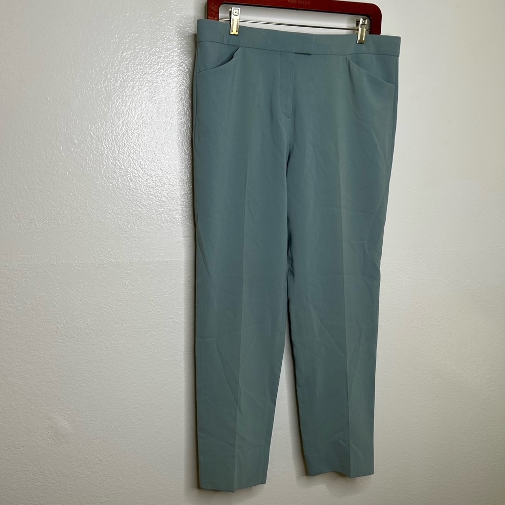 Theory Modern Crepe Blue Green Straight Leg Trouser Pant 10